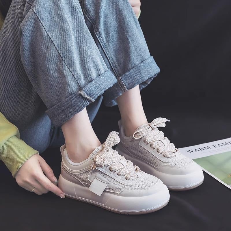 Buty Boardowe z Grubą Podeszwą i Płótnem | Idealne na Wiosnę i Jesień