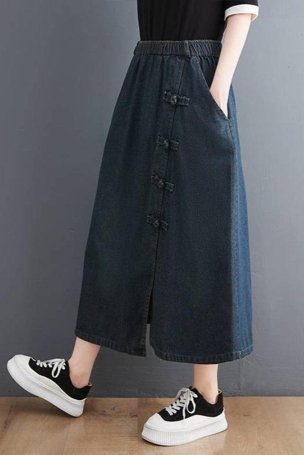 Spódnica Jeansowa z Vintage Klamrą Idealna na Wiosnę i Lato