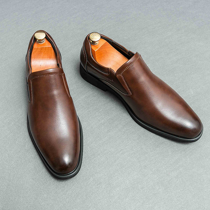 Męskie Skórzane Półbuty Biznesowe Slip-On z Gumową Podeszwą Antypoślizgową | Idealne na Każdą Porę Roku