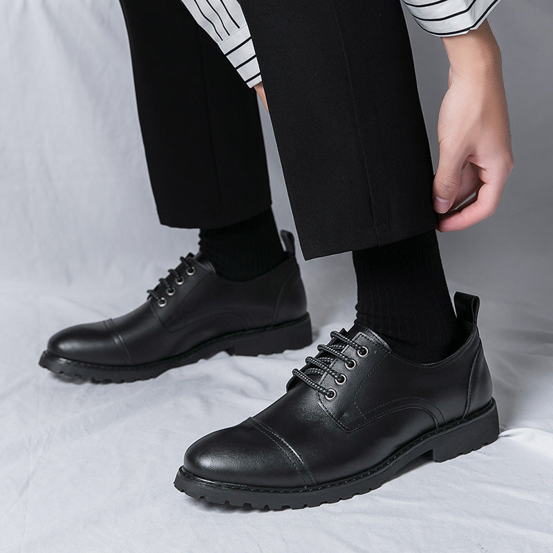 Męskie Biznesowe Buty Skórzane z Trzema Szwami i Okrągłym Noskiem | Idealne na Każdą Porę Roku