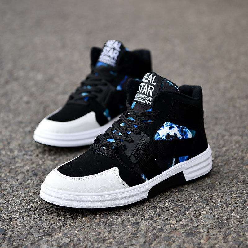 Męskie Średniowysokie Sneakersy w Kamuflażu z Gumową Podeszwą | Idealne na Każdą Porę Roku