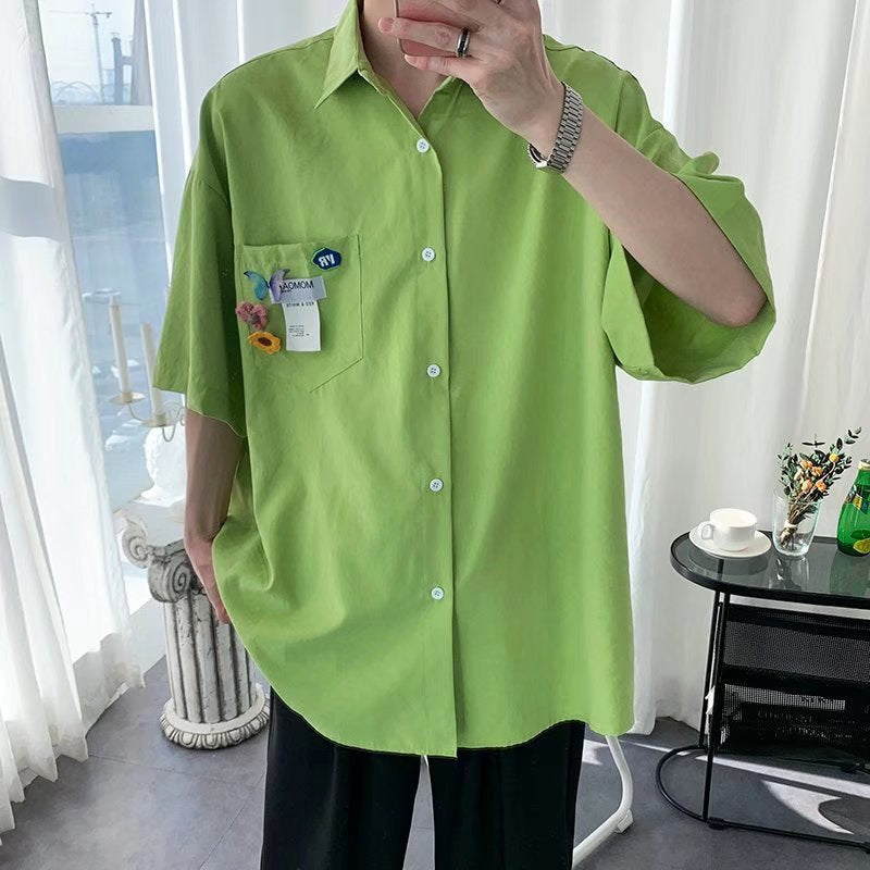 Męska koszula kardigan z krótkim rękawem w slim fit idealna na lato