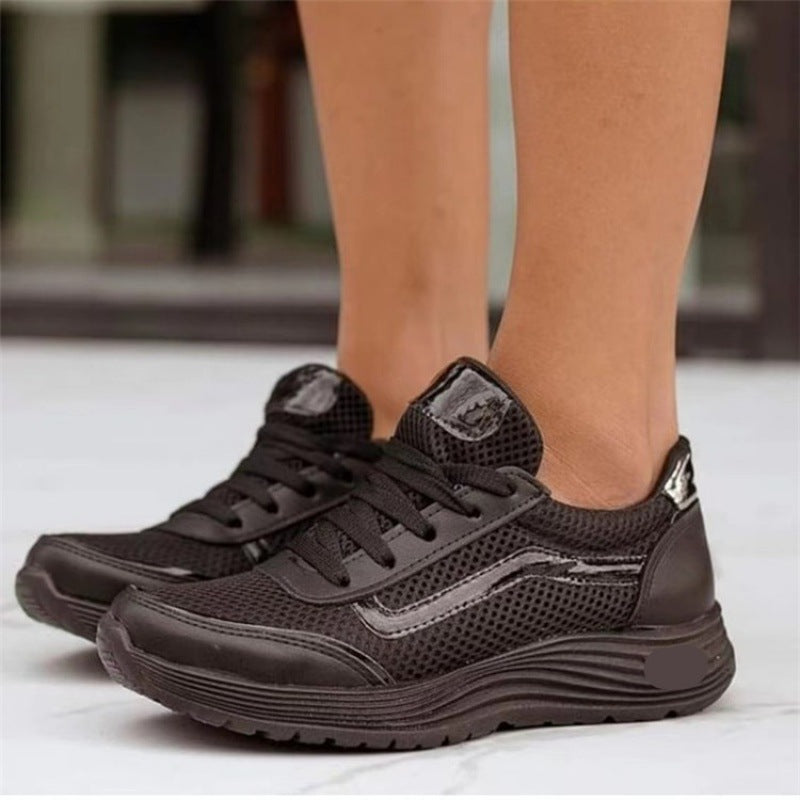 Sznurowane Niskie Buty Sportowe z Siatkową Podszewką i Gumową Podeszwą | Idealne na Każdą Porę Roku