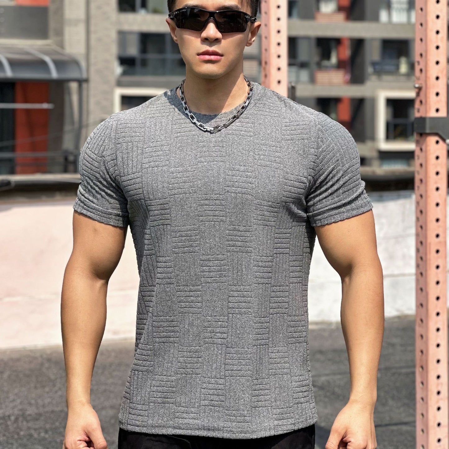 Męski Fitness T-Shirt Fiszkowy Idealny na Lato