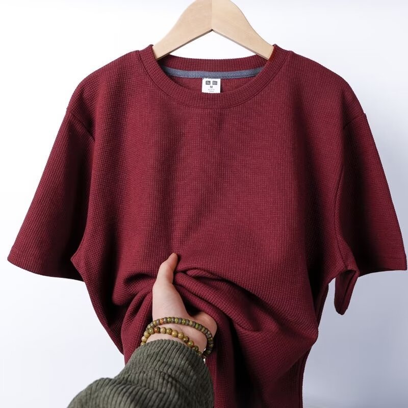 Sweter z dzianiny waflowej z krótkim rękawem idealny na lato