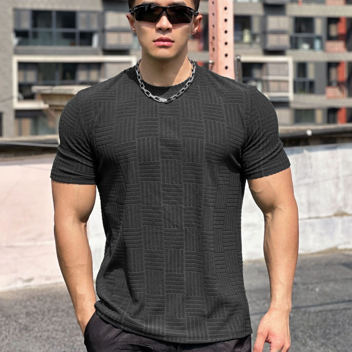 Męski Fitness T-Shirt Fiszkowy Idealny na Lato