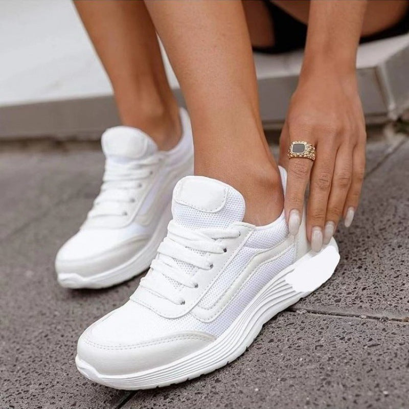 Sznurowane Niskie Buty Sportowe z Siatkową Podszewką i Gumową Podeszwą | Idealne na Każdą Porę Roku