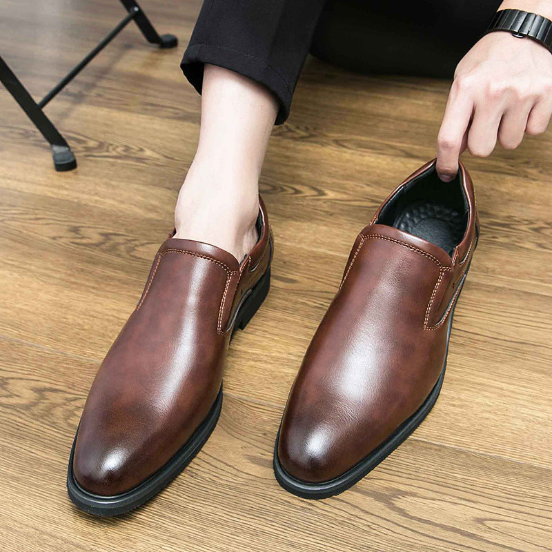 Męskie Skórzane Półbuty Biznesowe Slip-On z Gumową Podeszwą Antypoślizgową | Idealne na Każdą Porę Roku