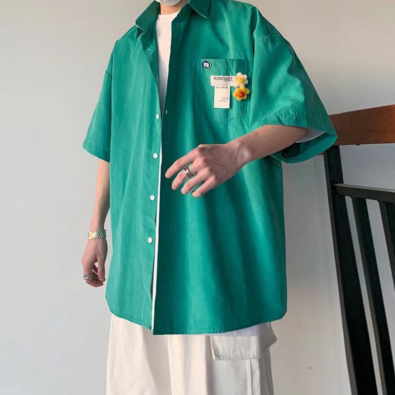 Męska koszula kardigan z krótkim rękawem w slim fit idealna na lato