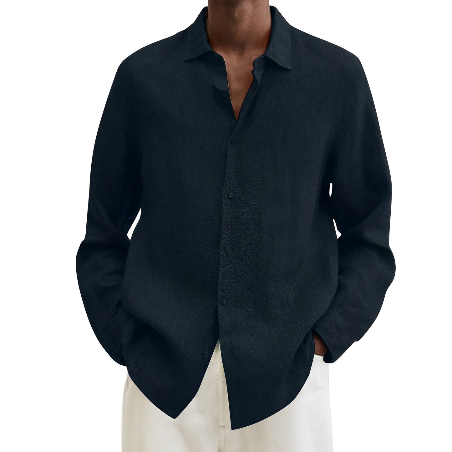 Męska Wiosenna Koszula Slim Fit z Długimi Rękawami