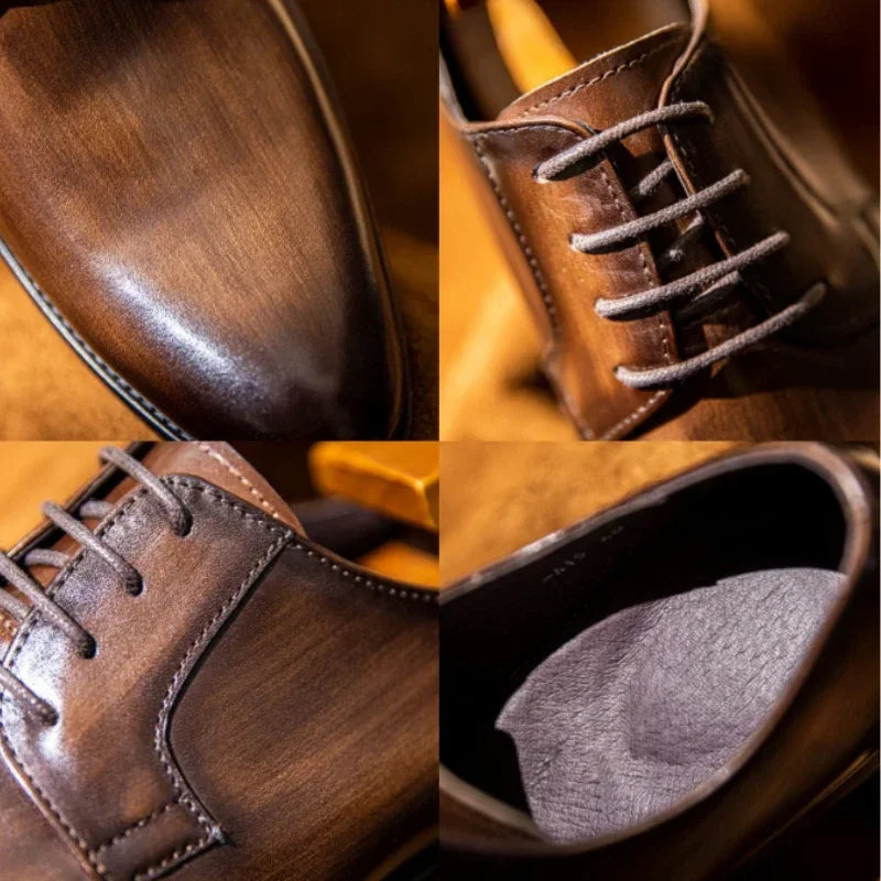 Męskie Buty Wizytowe o Smukłym Kroju z Detalami Vintage