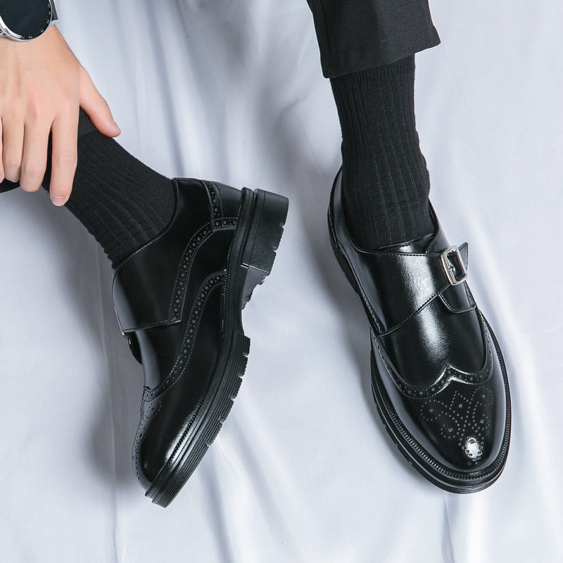 Męskie Mokasyny Slip-On z PU Skóry z Okrągłym Noskiem i Gumową Podeszwą