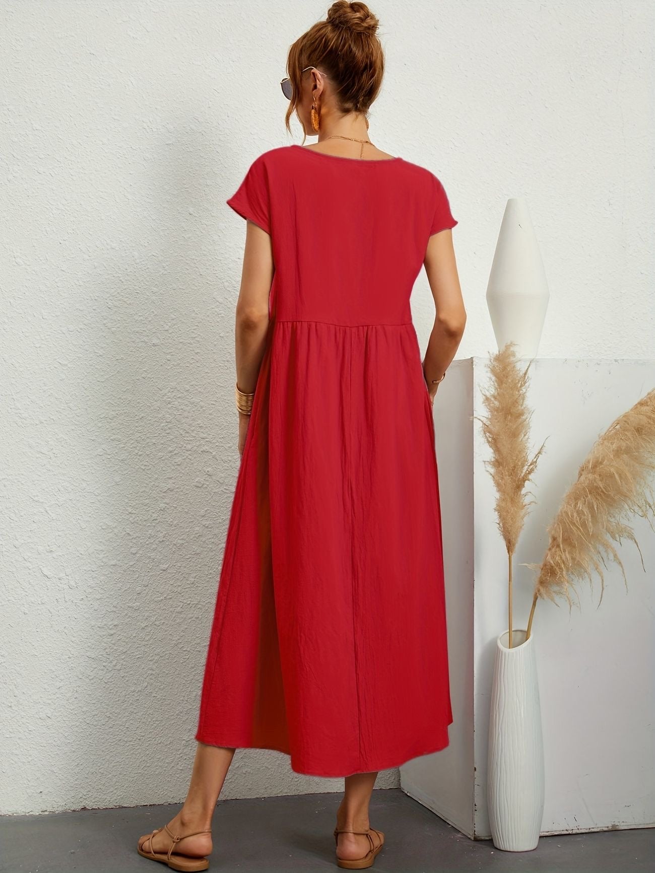 Sukienka Midi z Eleganckim Krojem i Miękką Tkaniną | Idealna na Wiosnę i Lato