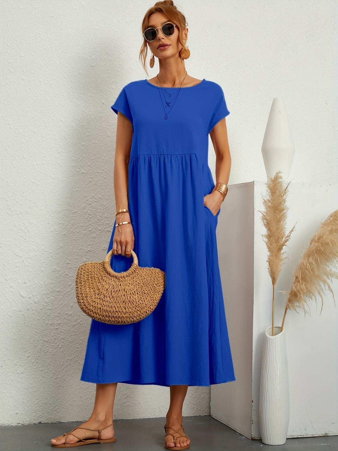 Sukienka Midi z Eleganckim Krojem i Miękką Tkaniną | Idealna na Wiosnę i Lato