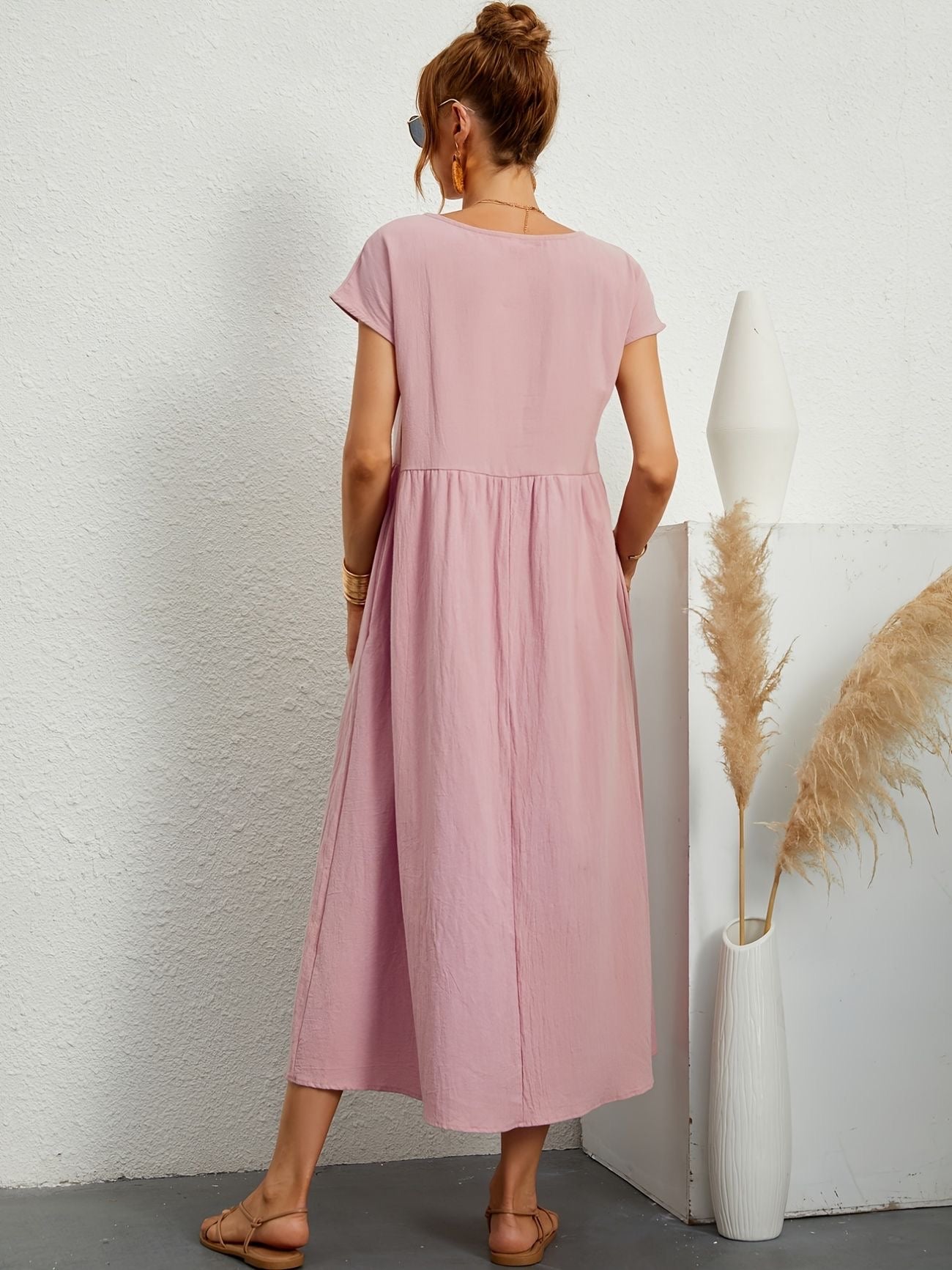 Sukienka Midi z Eleganckim Krojem i Miękką Tkaniną | Idealna na Wiosnę i Lato