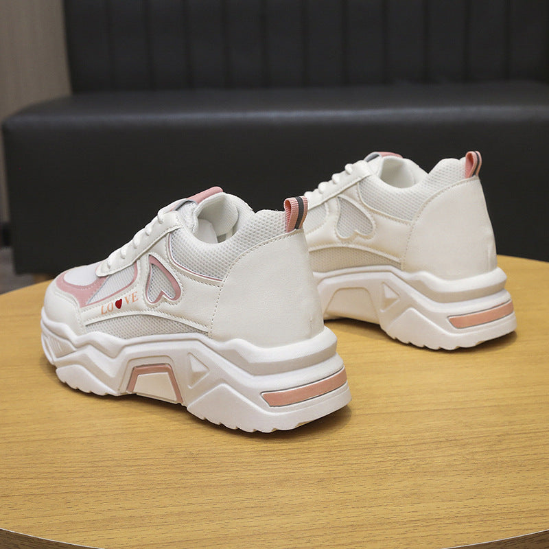 Niskie sneakersy na platformie z efektem podwyższenia i cholewką PU | Idealne na lato
