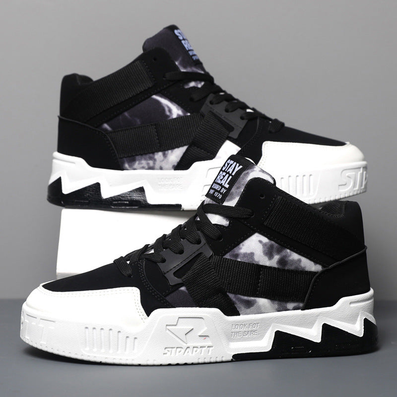 Męskie Średniowysokie Sneakersy w Kamuflażu z Gumową Podeszwą | Idealne na Każdą Porę Roku