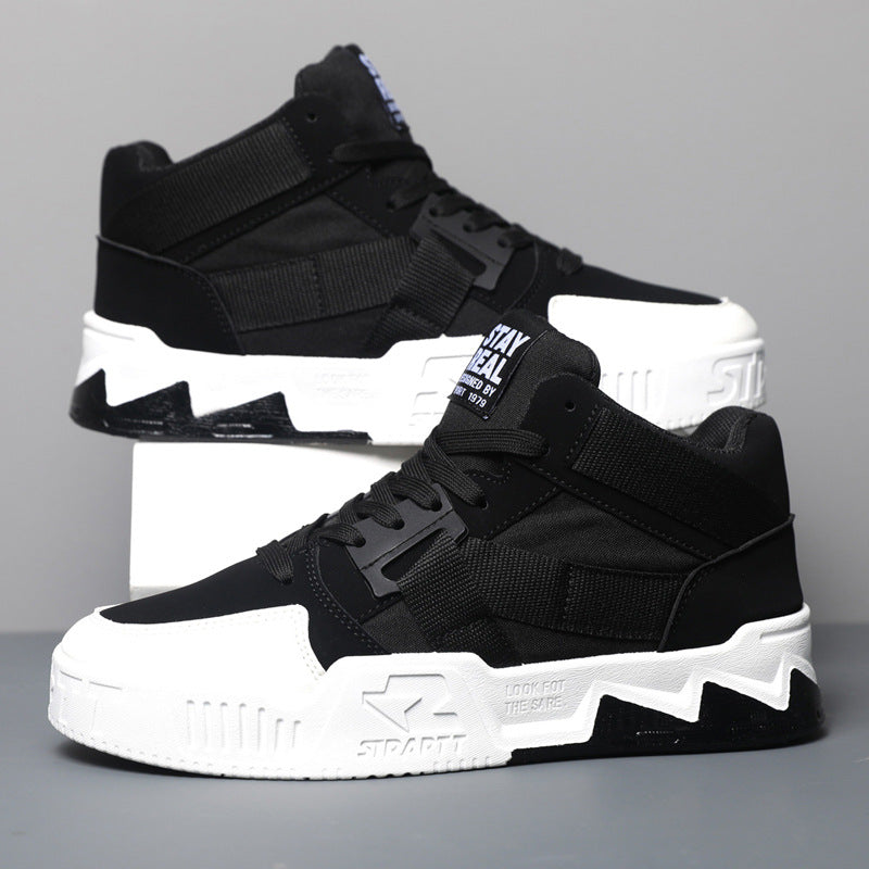 Męskie Średniowysokie Sneakersy w Kamuflażu z Gumową Podeszwą | Idealne na Każdą Porę Roku
