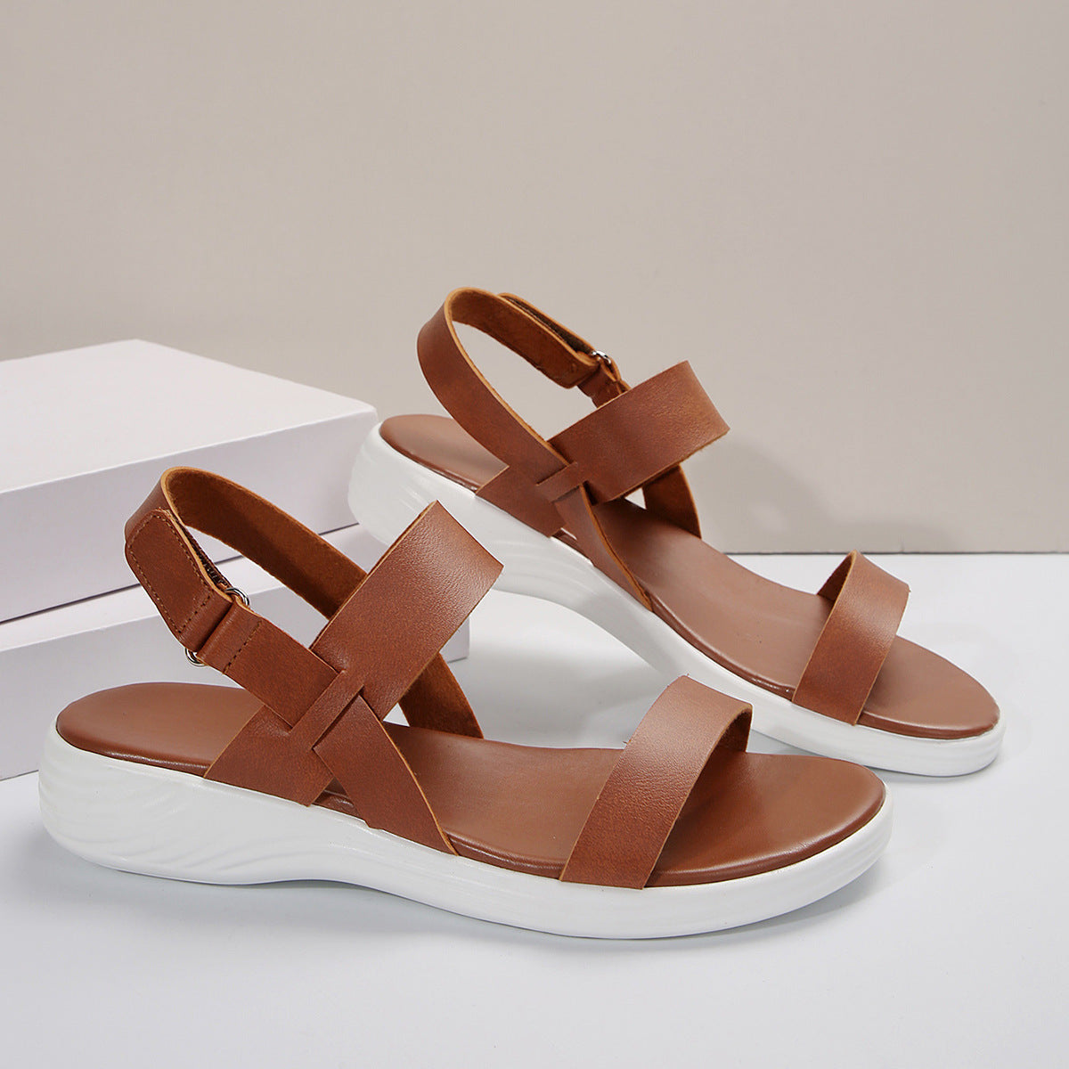 Sandały Peep Toe z Rzepem | Idealne na Lato