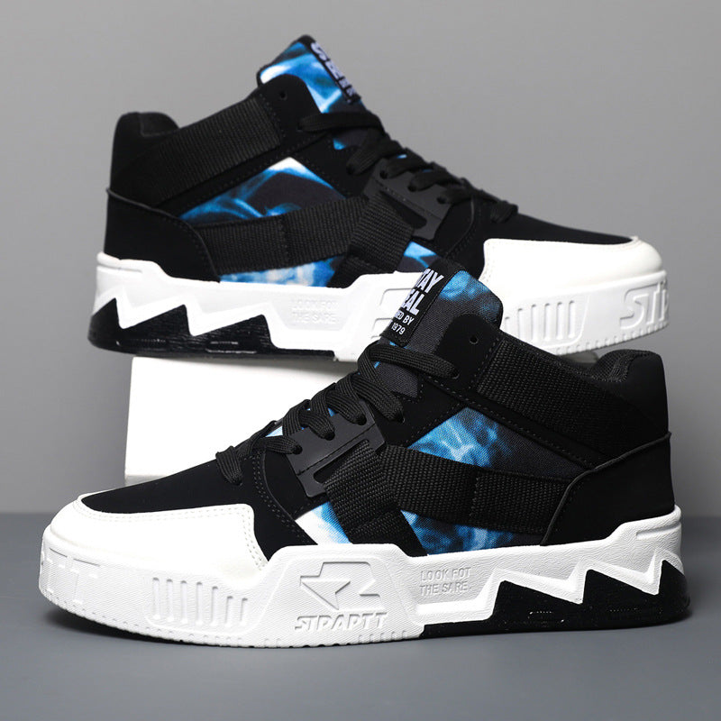 Męskie Średniowysokie Sneakersy w Kamuflażu z Gumową Podeszwą | Idealne na Każdą Porę Roku