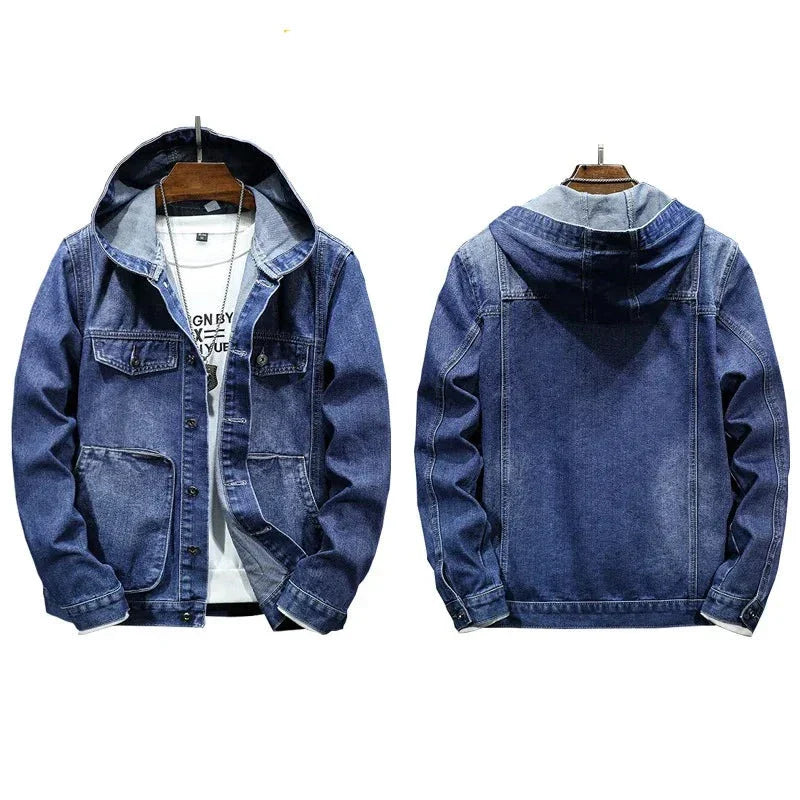 Męska Miejska Kurtka Jeansowa z Wyrazistym Designem Streetwearowym