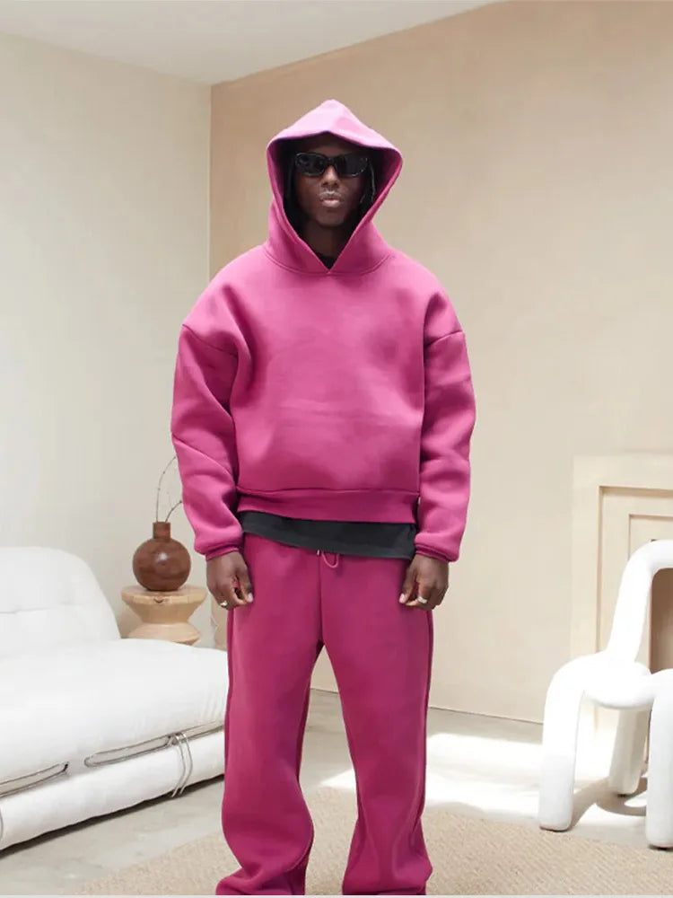 Męski Zestaw z Oversize'ową Bluzy z Kapturem i Joggerami I Idealny na Jesień i Zimę