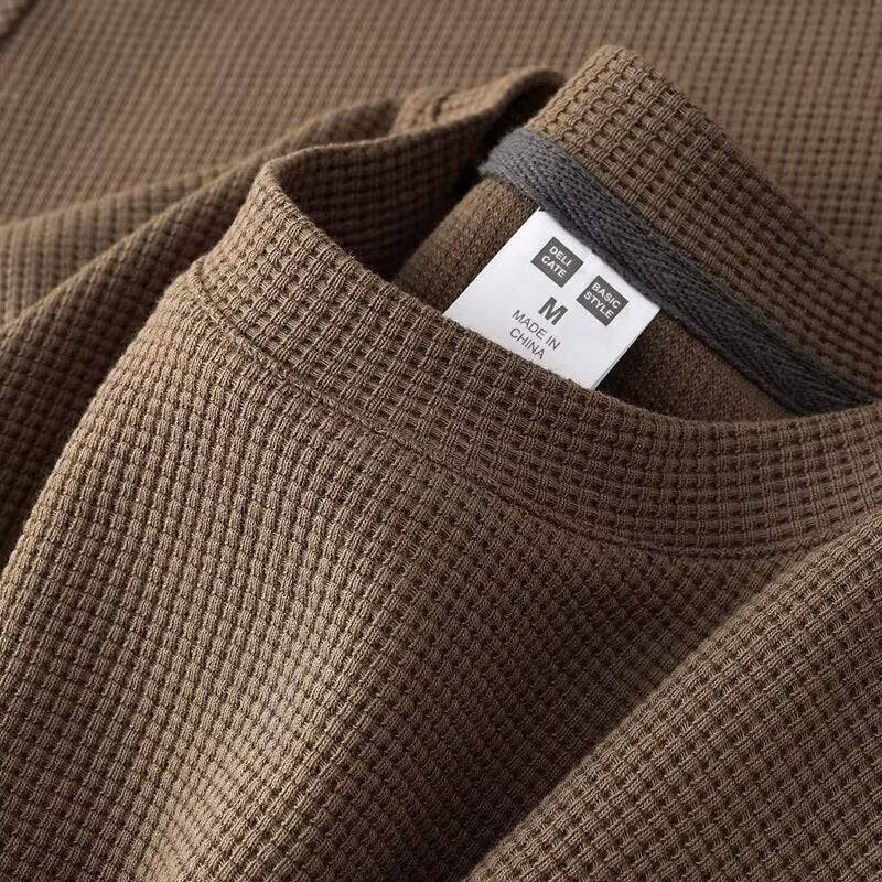 Sweter z dzianiny waflowej z krótkim rękawem idealny na lato