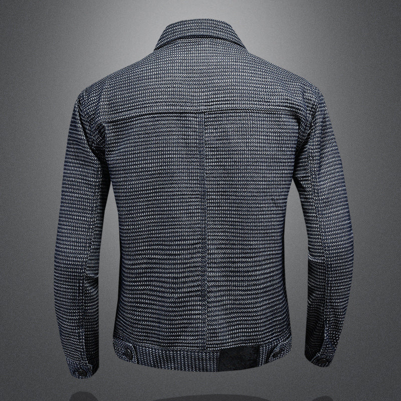 Męska Kurtka Motocyklowa Slim Fit z Denimu z Kołnierzem | Idealna na Wiosnę