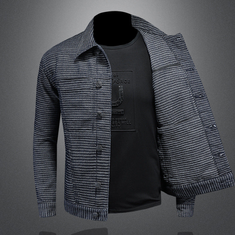 Męska Kurtka Motocyklowa Slim Fit z Denimu z Kołnierzem | Idealna na Wiosnę