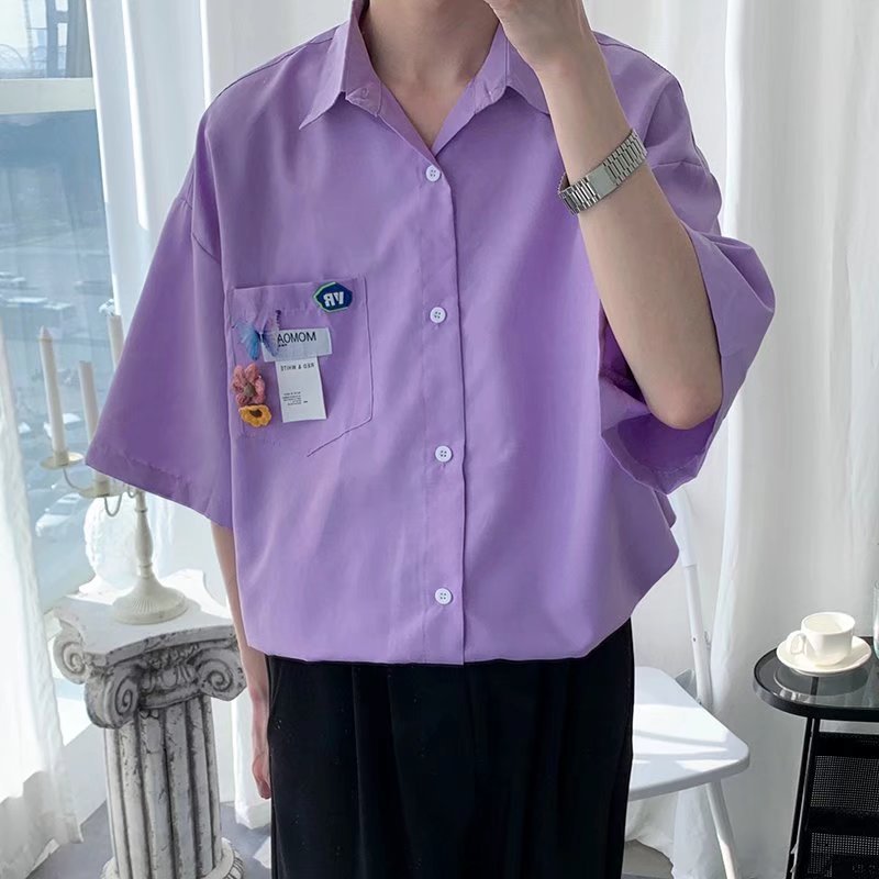 Męska koszula kardigan z krótkim rękawem w slim fit idealna na lato