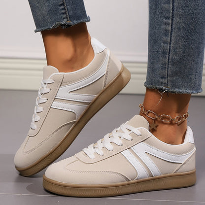 Sznurowane Płaskie Buty z Okrągłym Noskiem i Cholewką z PU | Idealne na Każdą Porę Roku
