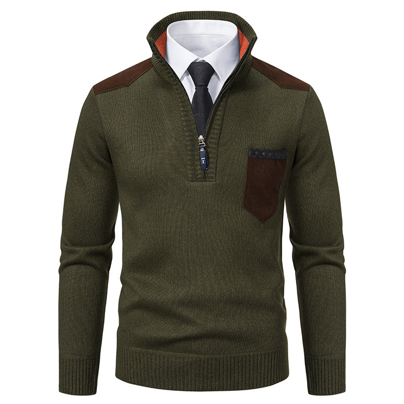 Męski sweter o slim fit z polarem idealny na zimę