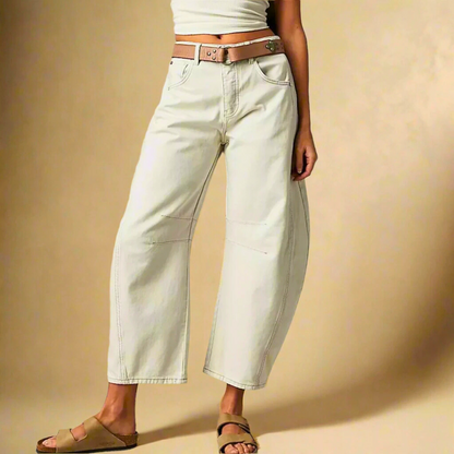 Cropped Jean z Detalami na Kolanach i Zapięciem na Guzik w Talii