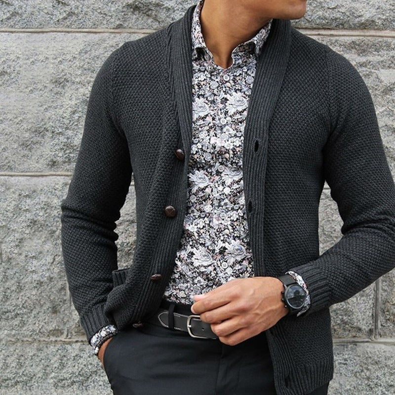 Męski sweter kardigan slim fit zapinany na guziki I Idealny na zimę