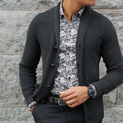 Męski sweter kardigan slim fit zapinany na guziki I Idealny na zimę