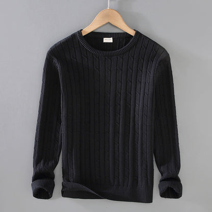 Męski Gruby Sweter z Splotem Slim Fit Idealny na Zimę