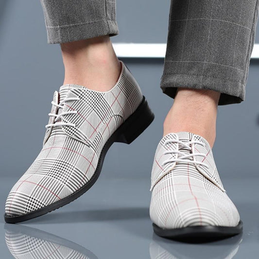 Męskie Sznurowane Skórzane Buty Biznesowe z Paskowym Detalem | Idealne na Każdą Porę Roku