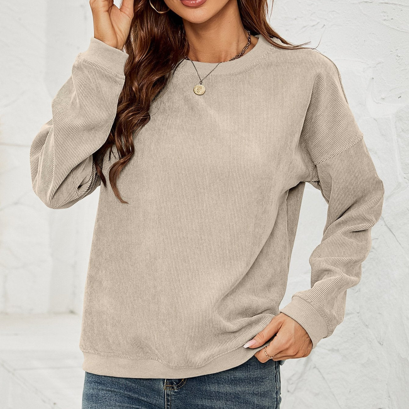Sweter Pulower Z Sztruksu Z Długimi Rękawami Idealny Na Wiosnę