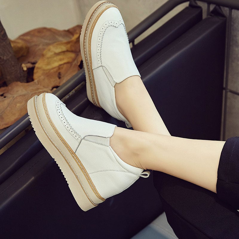 Skórzane Sneakersy Na Koturnie Z Wewnętrznym Podwyższeniem | Idealne Na Każdą Porę Roku