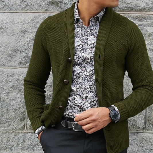 Męski sweter kardigan slim fit zapinany na guziki I Idealny na zimę