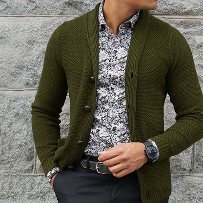 Męski sweter kardigan slim fit zapinany na guziki I Idealny na zimę
