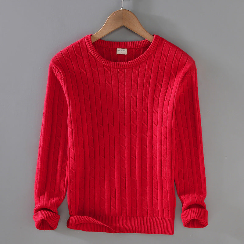 Męski Gruby Sweter z Splotem Slim Fit Idealny na Zimę