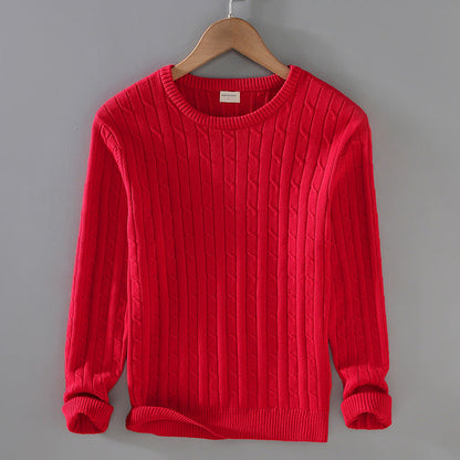 Męski Gruby Sweter z Splotem Slim Fit Idealny na Zimę
