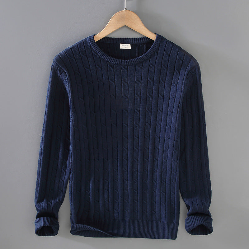 Męski Gruby Sweter z Splotem Slim Fit Idealny na Zimę