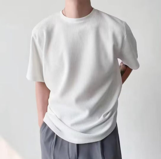 Sweter z dzianiny waflowej z krótkim rękawem idealny na lato