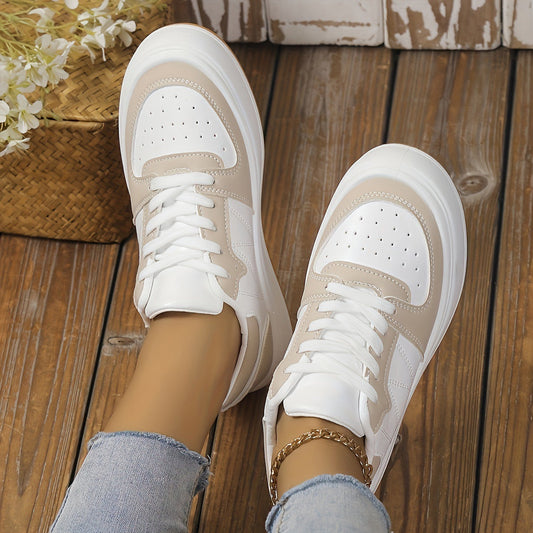 Buty w stylu color-blocking z okrągłym noskiem cholewką PU i antypoślizgową gumową podeszwą | Idealne na każdą porę roku