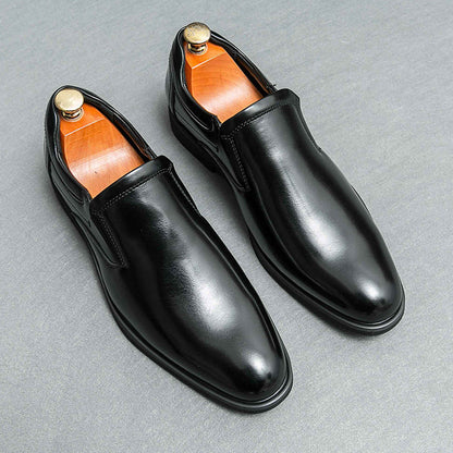 Męskie Skórzane Półbuty Biznesowe Slip-On z Gumową Podeszwą Antypoślizgową | Idealne na Każdą Porę Roku