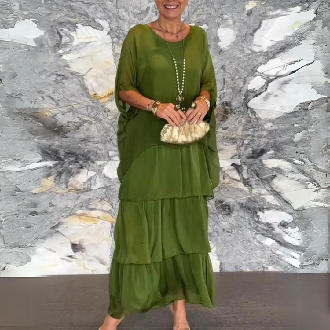 Długa Zwiewna Sukienka Chiffonowa z Eleganckim Krojem | Idealna na Wiosnę i Lato