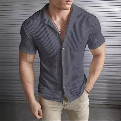 Męska koszula krótki rękaw w slim fit - idealna na wiosnę i lato