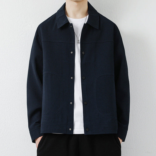 Męska Kurtka Cardigan z Kołnierzem Lapel Regular Fit Idealna na Wiosnę